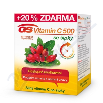 GS Vitamin C500+šípky tbl.50+10 ČR-SK
